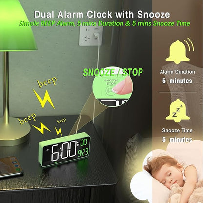 KOSUMOSU Digital Clock for Bedroom, 6.7in Desk Clock, Auto Dimming, Room - Image 6