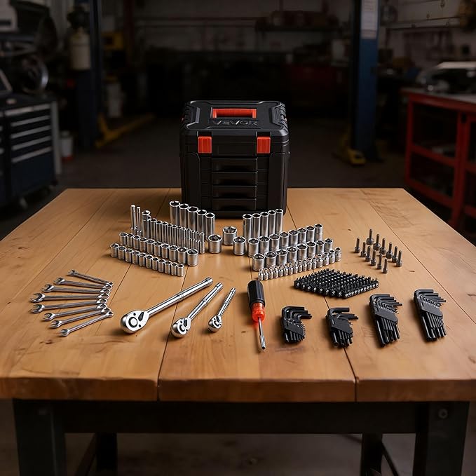 VEVOR Mechanics Tool Set, 256-Piece Mechanic Tool Kit, 1/4 in, 3/8 in, and 1/2 - Image 9