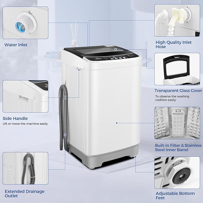 Nictemaw Portable Washing Machine 20Lbs Capacity 2.8 Cu.ft Portable Washer and - Image 6