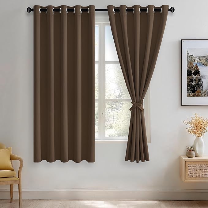 JIUZHEN Brown Blackout Curtains by JIUZHEN