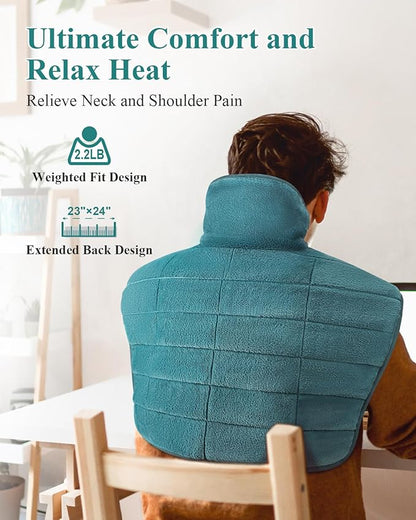 Heating Pad for Neck and Shoulders and Back, 24 x 23 XL Large Heat Wrap for - Image 3