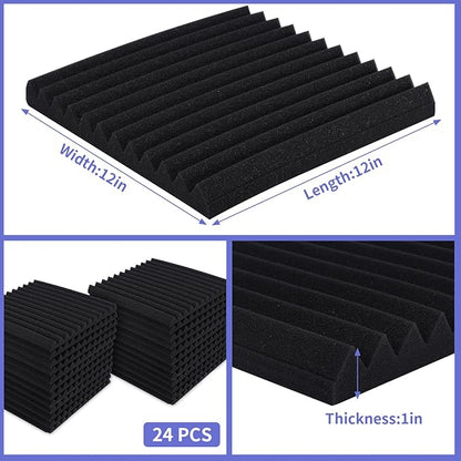 24 Pack Acoustic Panels, Sound Proof Foam Panels, Self-Adhesive Soundproof Wall - Image 4