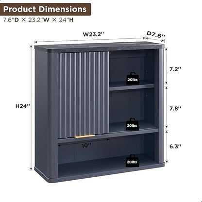 RedLemon Bathroom Wall Cabinet w/Fluted Sliding Door, Modern Medicine Cabinet - Image 2