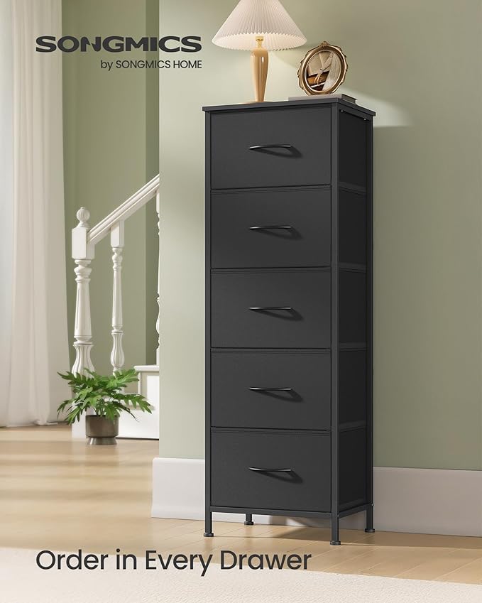 SONGMICS Dresser for Bedroom, Chest of Drawers, 5 Non-Woven Fabric Drawers - Image 3