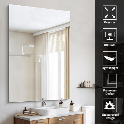CILIBER Frameless Mirror, 60x40 Bathroom Mirrors - Image 5