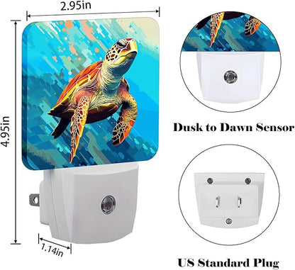 FSHVQKD Watercolor Wild Turtle Night Light, Plug Into Wall - Image 2