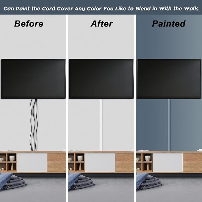 TV Cable Hider - 62.8in PVC Cord Hider Cable Management Wall, Paintable Cord - Image 6