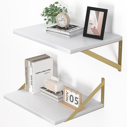 Heimlove Deep Floating Shelves for Wall, 16W x 12D Wood Wall Shelves Set of 2 by Heimlove