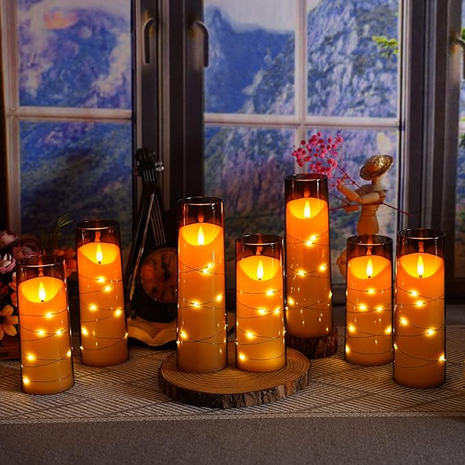 Flameless Candles with Embedded Star String, Battery Operated LED Pillar - Image 5