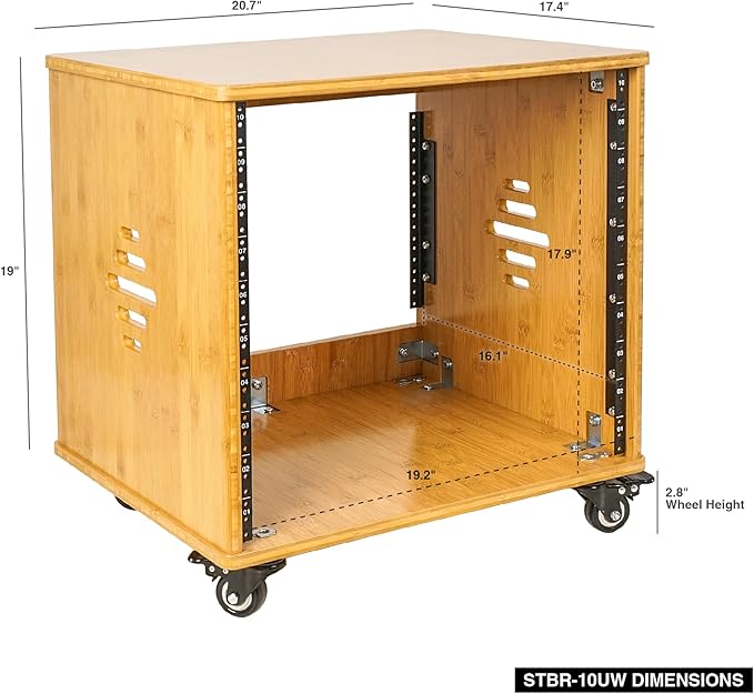 Sound Town DIY 10U Solid Carbonized Bamboo Studio Rack w/ 16" Depth, Ventilation - Image 2