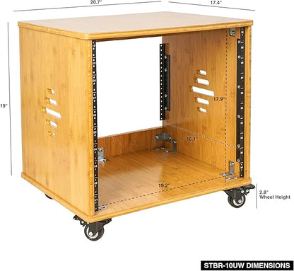 Sound Town DIY 10U Solid Carbonized Bamboo Studio Rack w/ 16" Depth, Ventilation - Image 2