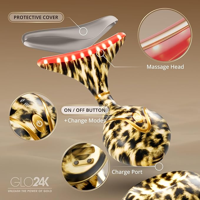 GLO24K Red Light for Face and Neck Beauty Device – Triple LED Action & - Image 5