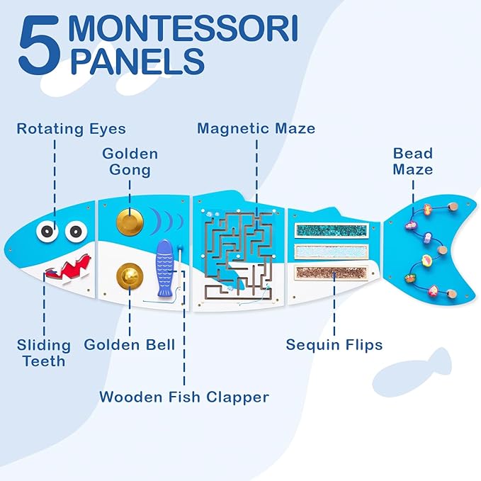 Monläurd® Shark Montessori Busy Board, Sensory Board, Educational Toys - Image 4