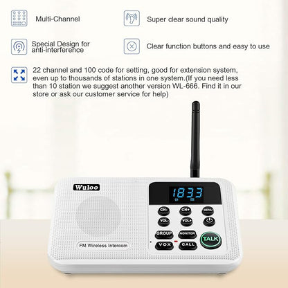Expandable for Wuloo Intercoms Wireless for Home WL888, 1 Mile Range 22 Channel - Image 2