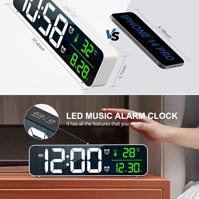 Hournor Digital Clock for Bedroom, Digital Wall Clock for Living Room Decor - Image 9