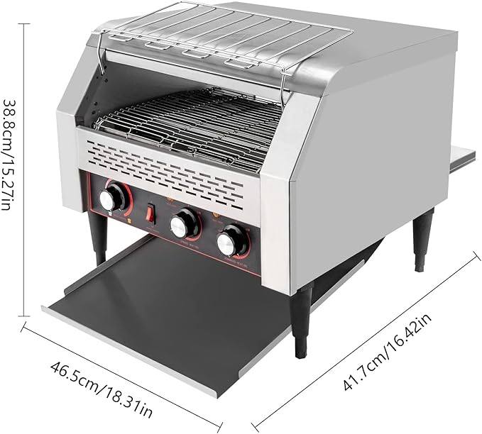 Commercial Conveyor Toaster-450 Slices/H, 2600W Stainless Steel Toasters - Image 4