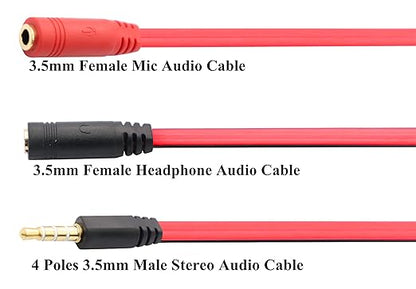 zdyCGTime 3.5mm Audio Y Splitter Cable 4-Pole 3.5mm AUX Male to 2x3.5mm Female - Image 6