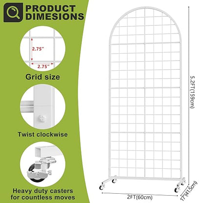 VGMiu Grid Wall Panel 1PCS Display Stand 2' x 5.2' FT White Grid Wall Panels - Image 2