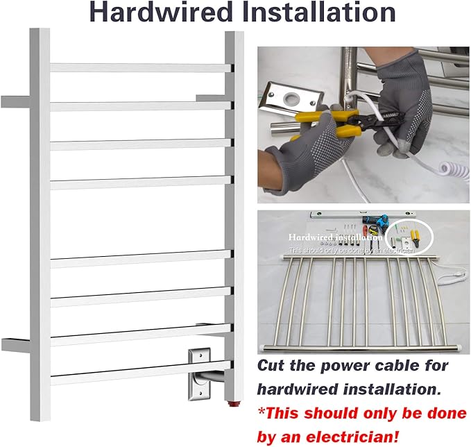 HEATGENE Towel Warmer, Heated Towel Warmer Rack, Wall-Mounted Hardwired/Plug-in - Image 2