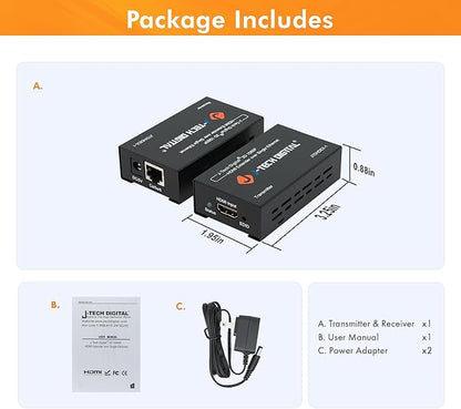 J-Tech Digital HDMI Extender over cat5e/6 1080P@200ft HDMI Balun Over Single - Image 5