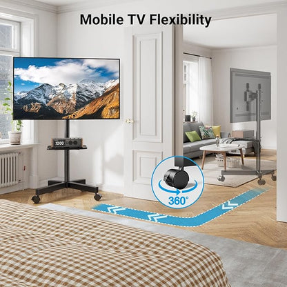PERLESMITH Mobile TV Stand for 23-60 Inch LCD LED Flat/Curved Screen TVs - Image 6