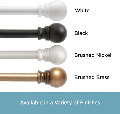 Kenney KN55970 Davenport Ball End Petite Café Decorative Window Curtain Rod, 28-48" Adjustable Length, Brushed Nickel Finish, 1/2" Diameter Steel Tube