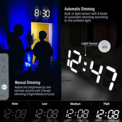 KOSUMOSU Wall Clock 15" 3D LED Digital Clock - Image 2
