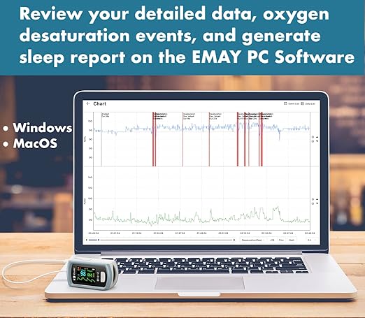 EMAY Sleep Oxygen Monitor with PC Software & App | Bluetooth Pulse Oximeter - Image 5