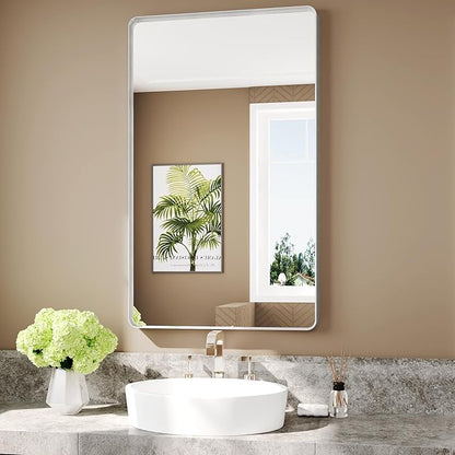 Siver Mirror for Bathroom Framed, Wall-Mounted Mirrors, Bathroom Mirrors Pair - Image 2