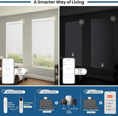 No Drill Motorized Blinds with Remote, Cordless Smart Electric Roller Shades - Image 4