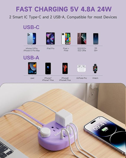 Purple Extension Cord - 10 FT Flat Extension Cord - Image 4