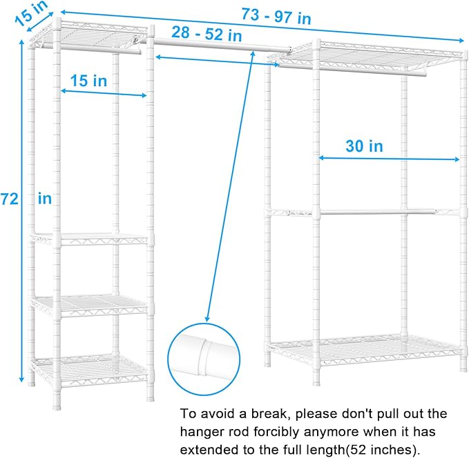 Ulif E10 Clothes Rack（With Stretchable Hanger Rod）Freestanding Clothing Racks - Image 2