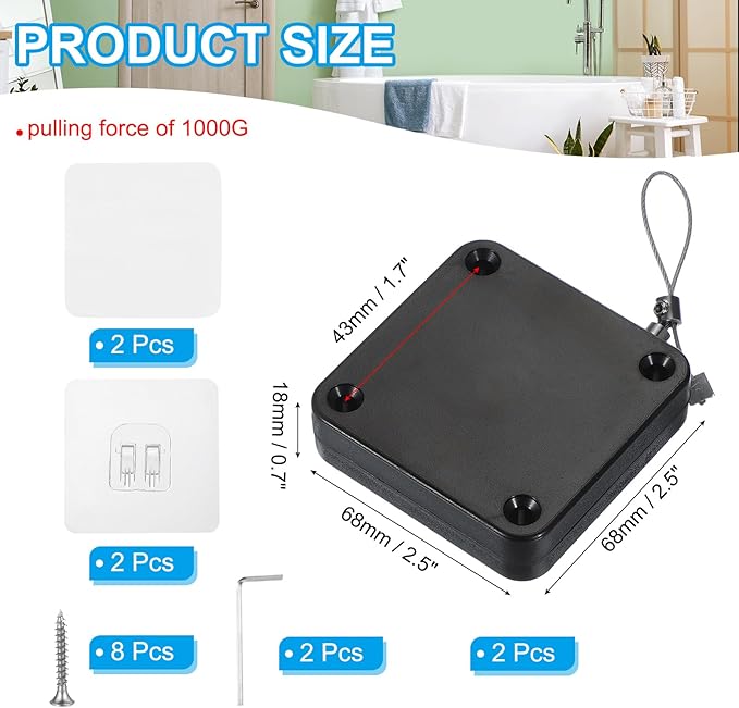 PATIKIL Punch-Free 1000g Automatic Sliding Screen Door Closer - Image 2