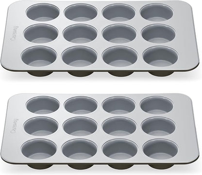 Caraway Non-Stick Ceramic 12-Cup Muffin Pan Duo by Caraway
