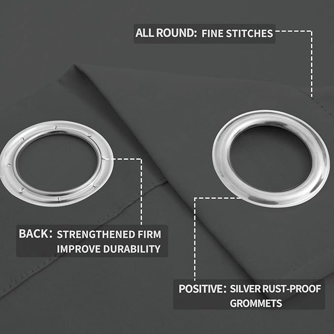 Easy-Going Blackout Curtains for Bedroom, Solid Thermal Insulated Grommet and - Image 4