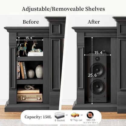 LGHM 80" Fireplace TV Stand, Electric Fireplace - Image 6