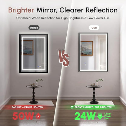 USHOWER 40X30 LED Bathroom Mirror - Image 3