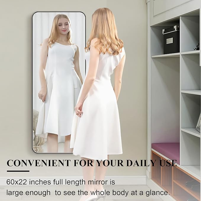 ANDY STAR 22" x 60" Full Length Wall Mirror, Large Black Mirror - Image 2
