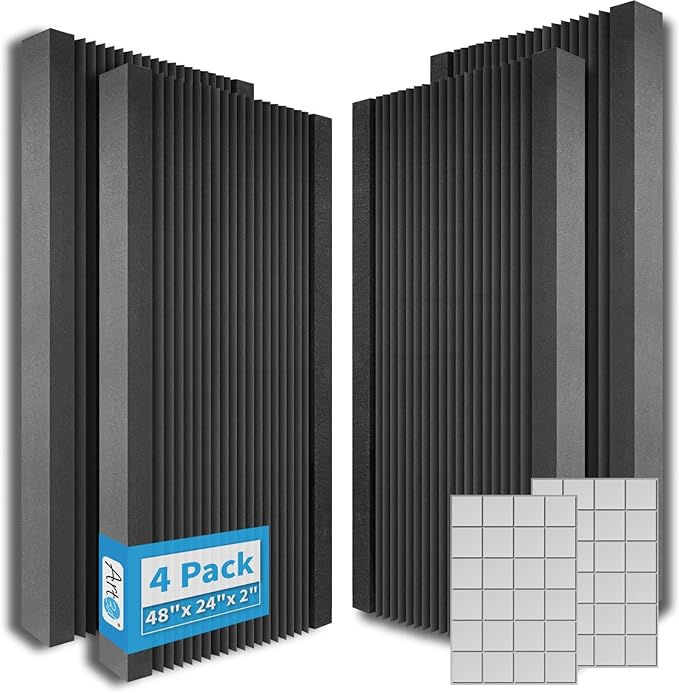 Art3d 4-Pack Wedge Design Acoustic Foam Panels, Quick-Recovery Noise Dampening by Art3d