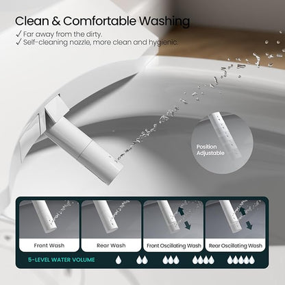 R&T V2601 Electric Bidet Seat For Elongated Toilet, Smart Toilet Seat - Image 4