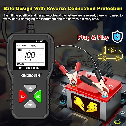 KINGBOLEN BM550 6V 12V 24V Car Battery Tester, 100-2000 CCA Voltage Tester - Image 6