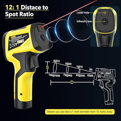 Infrared Thermometer Temperature Gun, TEMIRUP Non-Contact Digital IR Laser Temp - Image 4