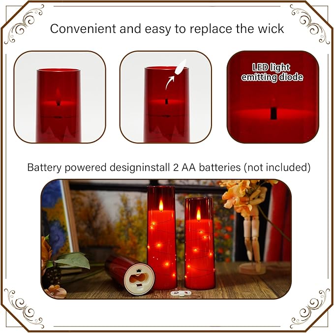 Flickering Flameless LED Candles, Battery Operated Candles 9 Pcs - Image 2