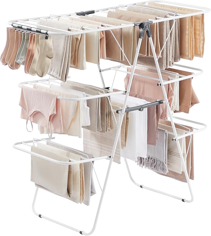 SONGMICS Clothes Drying Rack, Foldable 3-Level Laundry Rack, Free-Standing by SONGMICSbySONGMICSHOME