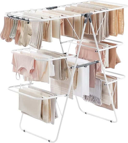 SONGMICS Clothes Drying Rack, Foldable 3-Level Laundry Rack, Free-Standing by SONGMICSbySONGMICSHOME