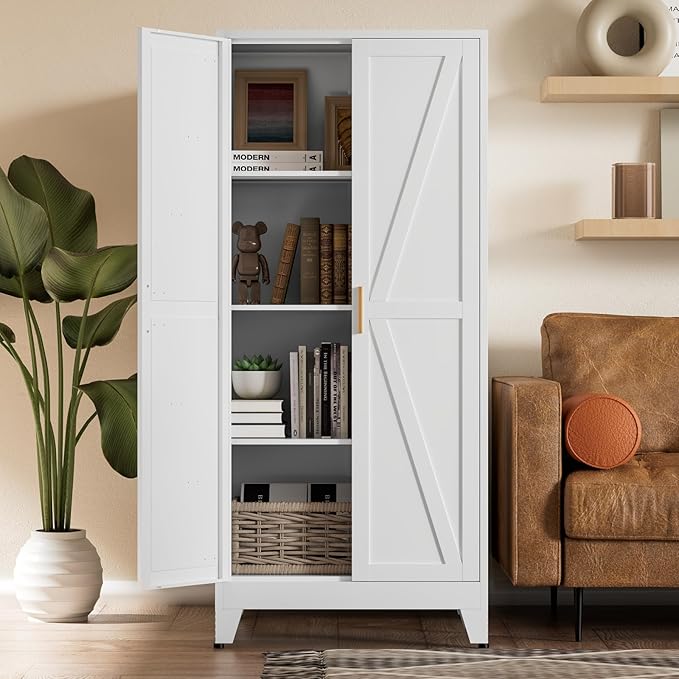 COFaR White Farmhouse Storage Kitchen Pantry Cabinet by COFAR