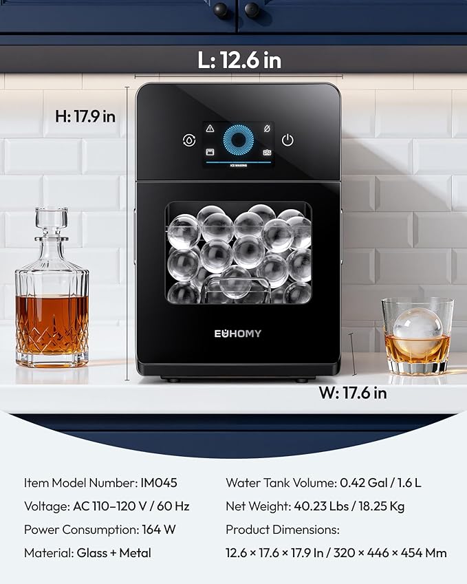 EUHOMY 2.4" Ice Ball Maker Countertop, Self-Cleaning Sphere Ice Maker Machine - Image 7