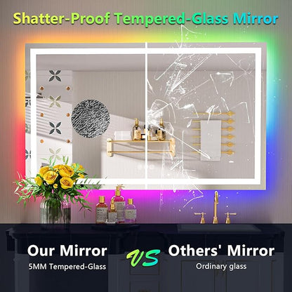 YEELAIT 51x40 Inch RGB LED Bathroom Mirror Front Light and RGB Backlit Lighted - Image 6