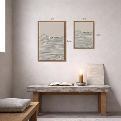 EisEver Jesus and Peter Walking on Water Wall Art, Modern Minimalist Christian Faith Decor, Abstract Bible Story Canvas Print, Inspirational Religious Artwork for Church Prayer Room Wood Framed 12x16 Inch