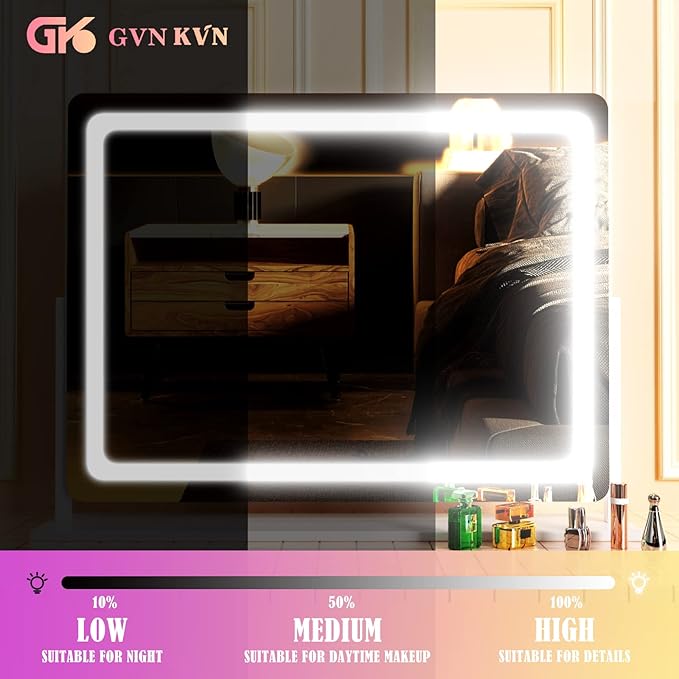 Makeup Vanity Mirror with Lights 32" x 24" Large LED Makeup Mirror, Light up - Image 5